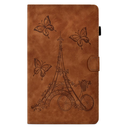 For Samsung Galaxy Tab S6 Lite P610 Tower Embossed Leather Smart Tablet Case(Brown) by buy2fix