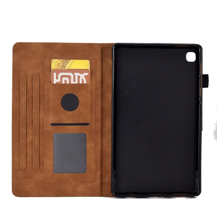 For Samsung Galaxy Tab S6 Lite P610 Tower Embossed Leather Smart Tablet Case(Brown) by buy2fix