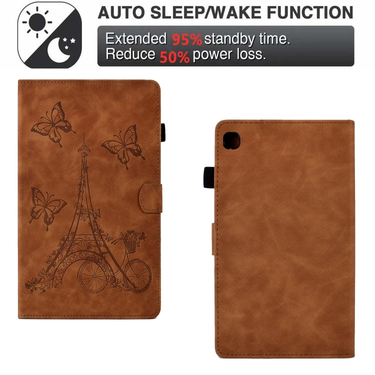 For Samsung Galaxy Tab S6 Lite P610 Tower Embossed Leather Smart Tablet Case(Brown) by buy2fix
