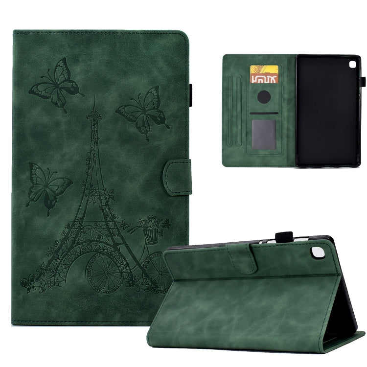 For Samsung Galaxy Tab S6 Lite P610 Tower Embossed Leather Smart Tablet Case(Green) - Tab S6 Lite P610 / P615 by buy2fix | Online Shopping UK | buy2fix