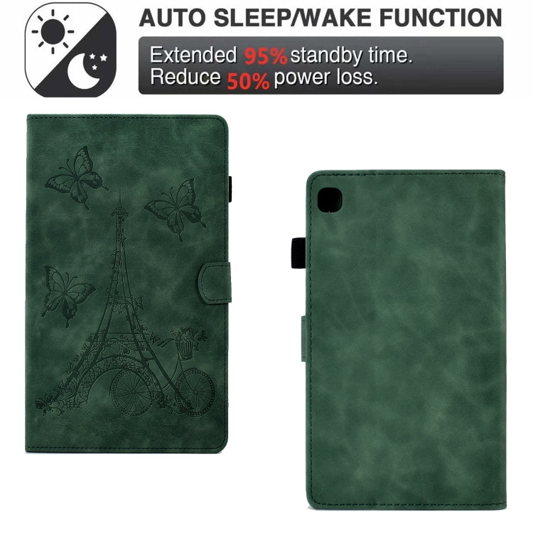 For Samsung Galaxy Tab S6 Lite P610 Tower Embossed Leather Smart Tablet Case(Green) - Tab S6 Lite P610 / P615 by buy2fix | Online Shopping UK | buy2fix