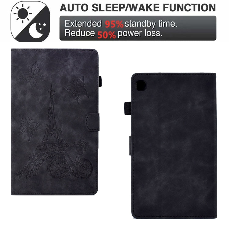 For Samsung Galaxy Tab S6 Lite P610 Tower Embossed Leather Smart Tablet Case(Black) - Tab S6 Lite P610 / P615 by buy2fix | Online Shopping UK | buy2fix