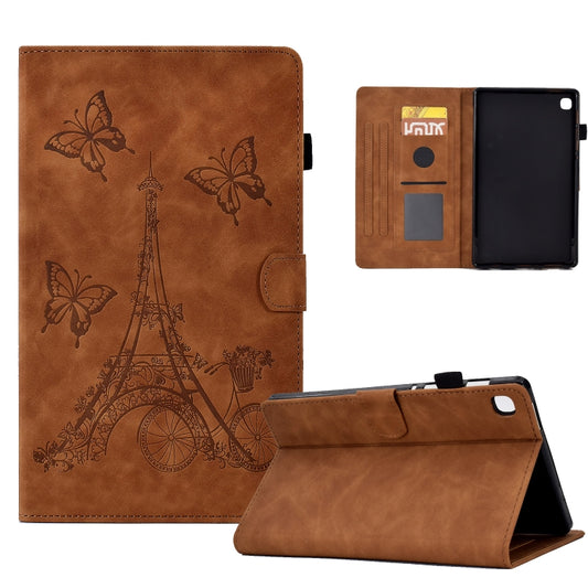 For Samsung Galaxy Tab A7 10.4 2020 T500 Tower Embossed Leather Smart Tablet Case(Brown) - Other Galaxy Tab PC by buy2fix | Online Shopping UK | buy2fix