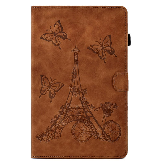 For Samsung Galaxy Tab A 10.1 2016 T580 Tower Embossed Leather Smart Tablet Case(Brown) - Tab A 10.1 by buy2fix | Online Shopping UK | buy2fix