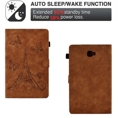 For Samsung Galaxy Tab A 10.1 2016 T580 Tower Embossed Leather Smart Tablet Case(Brown) by buy2fix