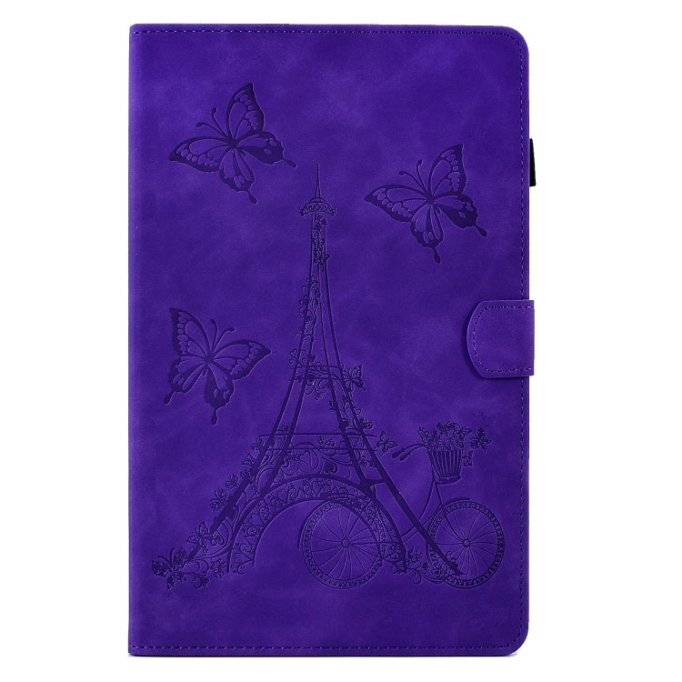 For Samsung Galaxy Tab A 10.1 2016 T580 Tower Embossed Leather Smart Tablet Case(Purple) - Tab A 10.1 by buy2fix | Online Shopping UK | buy2fix