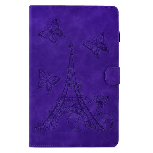 For Samsung Galaxy Tab A 10.1 2016 T580 Tower Embossed Leather Smart Tablet Case(Purple) - Tab A 10.1 by buy2fix | Online Shopping UK | buy2fix