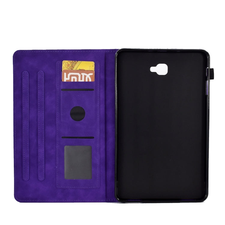 For Samsung Galaxy Tab A 10.1 2016 T580 Tower Embossed Leather Smart Tablet Case(Purple) - Tab A 10.1 by buy2fix | Online Shopping UK | buy2fix