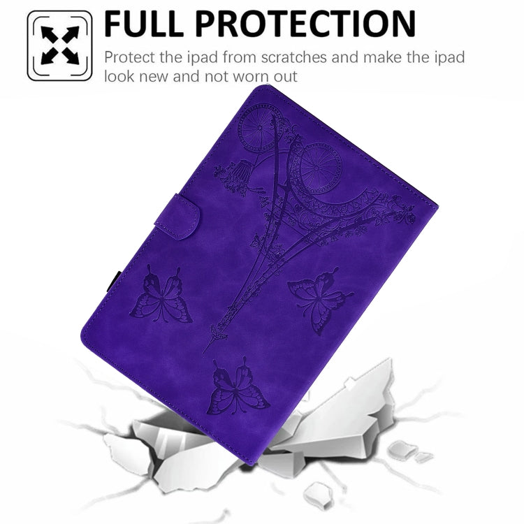 For Samsung Galaxy Tab A 10.1 2016 T580 Tower Embossed Leather Smart Tablet Case(Purple) - Tab A 10.1 by buy2fix | Online Shopping UK | buy2fix