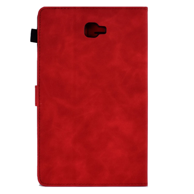 For Samsung Galaxy Tab A 10.1 2016 T580 Tower Embossed Leather Smart Tablet Case(Red) - Tab A 10.1 by buy2fix | Online Shopping UK | buy2fix