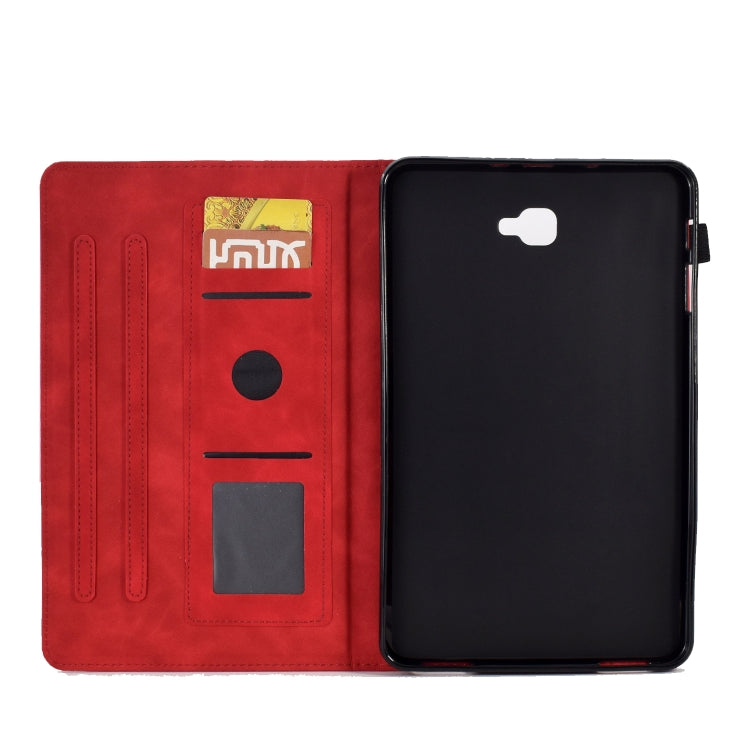 For Samsung Galaxy Tab A 10.1 2016 T580 Tower Embossed Leather Smart Tablet Case(Red) - Tab A 10.1 by buy2fix | Online Shopping UK | buy2fix
