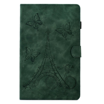 For Samsung Galaxy Tab A 10.1 2016 T580 Tower Embossed Leather Smart Tablet Case(Green) - Tab A 10.1 by buy2fix | Online Shopping UK | buy2fix