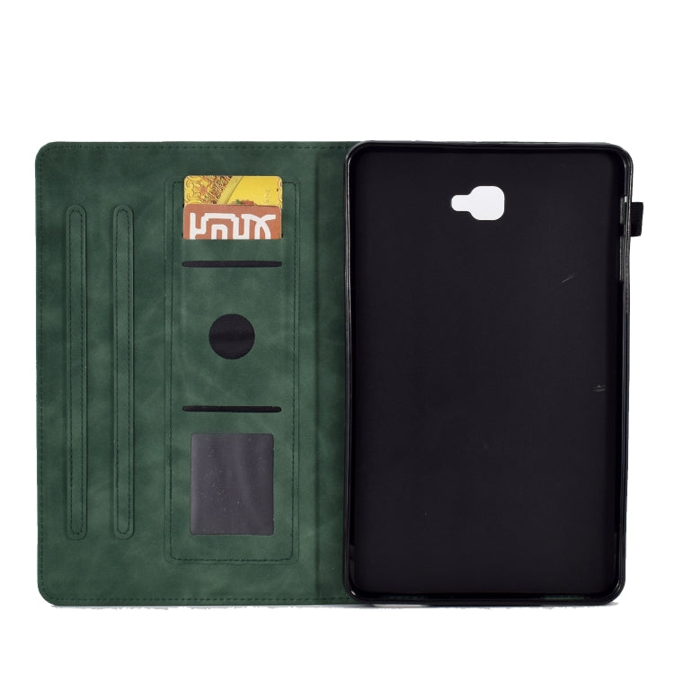 For Samsung Galaxy Tab A 10.1 2016 T580 Tower Embossed Leather Smart Tablet Case(Green) - Tab A 10.1 by buy2fix | Online Shopping UK | buy2fix