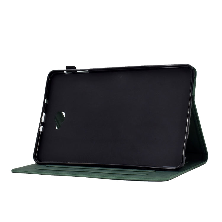 For Samsung Galaxy Tab A 10.1 2016 T580 Tower Embossed Leather Smart Tablet Case(Green) - Tab A 10.1 by buy2fix | Online Shopping UK | buy2fix