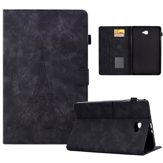 For Samsung Galaxy Tab A 10.1 2016 T580 Tower Embossed Leather Smart Tablet Case(Black) - Tab A 10.1 by buy2fix | Online Shopping UK | buy2fix