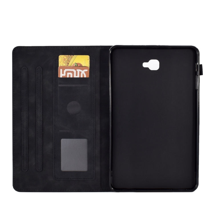 For Samsung Galaxy Tab A 10.1 2016 T580 Tower Embossed Leather Smart Tablet Case(Black) - Tab A 10.1 by buy2fix | Online Shopping UK | buy2fix