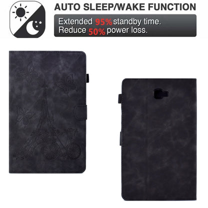 For Samsung Galaxy Tab A 10.1 2016 T580 Tower Embossed Leather Smart Tablet Case(Black) - Tab A 10.1 by buy2fix | Online Shopping UK | buy2fix