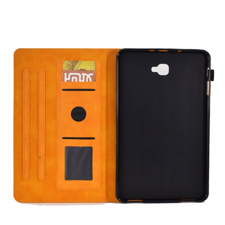 For Samsung Galaxy Tab A 10.1 2016 T580 Tower Embossed Leather Smart Tablet Case(Khaki) - Tab A 10.1 by buy2fix | Online Shopping UK | buy2fix