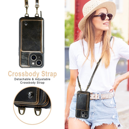 For iPhone 13 JEEHOOD C22 Series Zipper Wallet Leather Phone Case with Dual Lanyard(Coffee) - iPhone 13 Cases by JEEHOOD | Online Shopping UK | buy2fix