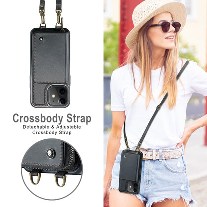 For iPhone 11 JEEHOOD C22 Series Zipper Wallet Leather Phone Case with Dual Lanyard(Black) - iPhone 11 Cases by JEEHOOD | Online Shopping UK | buy2fix