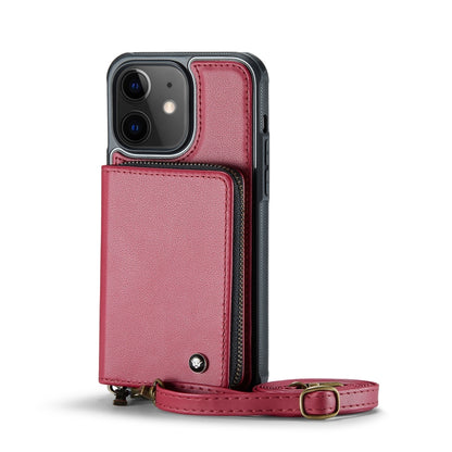 For iPhone 11 JEEHOOD C22 Series Zipper Wallet Leather Phone Case with Dual Lanyard(Red) - iPhone 11 Cases by JEEHOOD | Online Shopping UK | buy2fix
