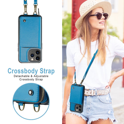 For iPhone 11 Pro JEEHOOD C22 Series Zipper Wallet Leather Phone Case with Dual Lanyard(Blue) - iPhone 11 Pro Cases by JEEHOOD | Online Shopping UK | buy2fix
