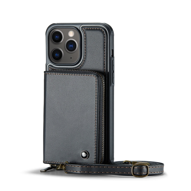 For iPhone 11 Pro Max JEEHOOD C22 Series Zipper Wallet Leather Phone Case with Dual Lanyard(Black) - iPhone 11 Pro Max Cases by JEEHOOD | Online Shopping UK | buy2fix