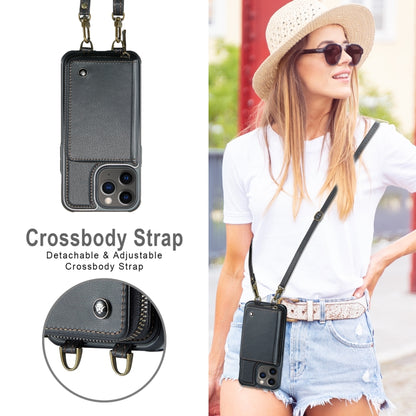 For iPhone 11 Pro Max JEEHOOD C22 Series Zipper Wallet Leather Phone Case with Dual Lanyard(Black) - iPhone 11 Pro Max Cases by JEEHOOD | Online Shopping UK | buy2fix