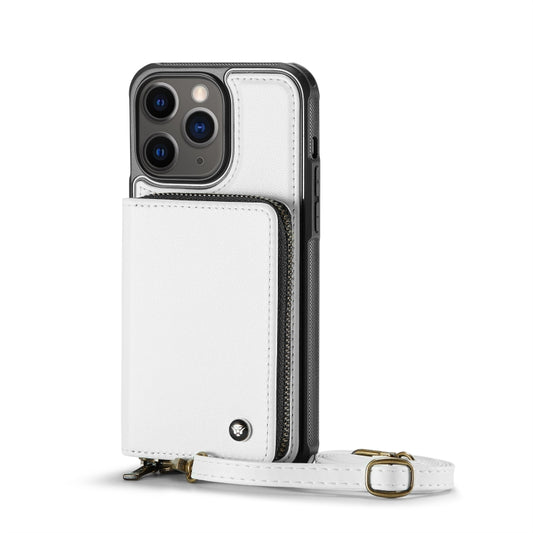 For iPhone 11 Pro Max JEEHOOD C22 Series Zipper Wallet Leather Phone Case with Dual Lanyard(White) - iPhone 11 Pro Max Cases by JEEHOOD | Online Shopping UK | buy2fix