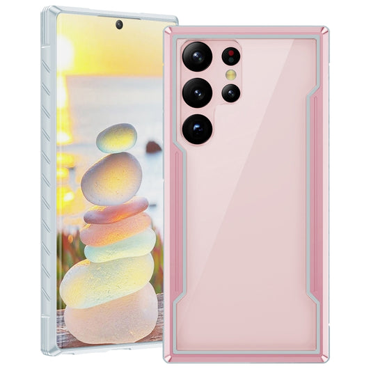 For Samsung Galaxy S22 Ultra 5G iPAKY Thunder Series Aluminum Frame + TPU Bumper + Clear PC Shockproof Phone Case(Rose Gold) - Galaxy S22 Ultra 5G Cases by iPAKY | Online Shopping UK | buy2fix