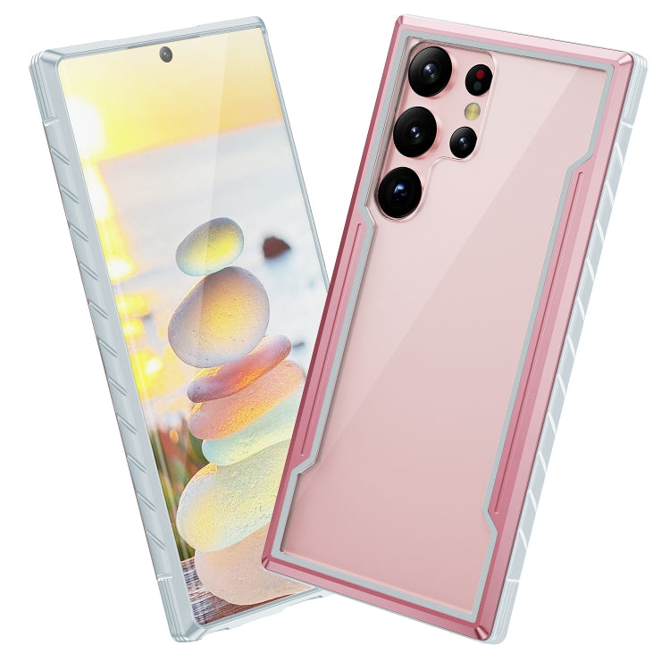 For Samsung Galaxy S22 Ultra 5G iPAKY Thunder Series Aluminum Frame + TPU Bumper + Clear PC Shockproof Phone Case(Rose Gold) - Galaxy S22 Ultra 5G Cases by iPAKY | Online Shopping UK | buy2fix