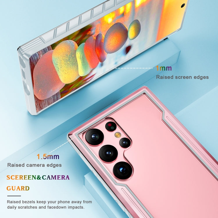 For Samsung Galaxy S22 Ultra 5G iPAKY Thunder Series Aluminum Frame + TPU Bumper + Clear PC Shockproof Phone Case(Rose Gold) - Galaxy S22 Ultra 5G Cases by iPAKY | Online Shopping UK | buy2fix