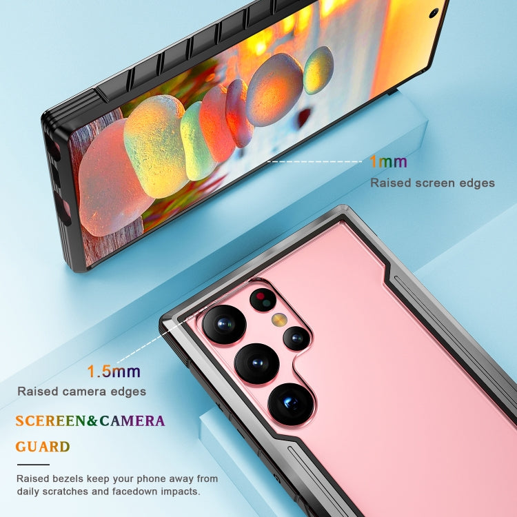 For Samsung Galaxy S22 Ultra 5G iPAKY Thunder Series Aluminum Frame + TPU Bumper + Clear PC Shockproof Phone Case(Black + Grey) - Galaxy S22 Ultra 5G Cases by iPAKY | Online Shopping UK | buy2fix
