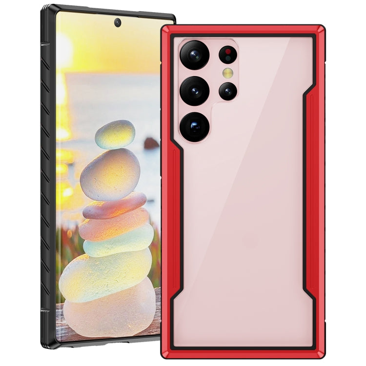For Samsung Galaxy S22 Ultra 5G iPAKY Thunder Series Aluminum Frame + TPU Bumper + Clear PC Shockproof Phone Case(Black + Red) - Galaxy S22 Ultra 5G Cases by iPAKY | Online Shopping UK | buy2fix