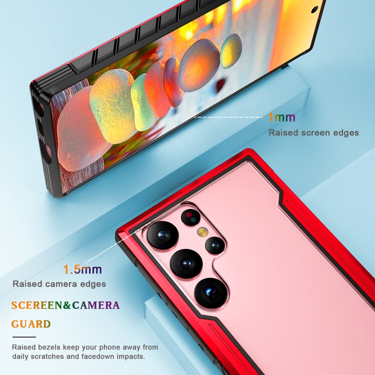 For Samsung Galaxy S22 Ultra 5G iPAKY Thunder Series Aluminum Frame + TPU Bumper + Clear PC Shockproof Phone Case(Black + Red) - Galaxy S22 Ultra 5G Cases by iPAKY | Online Shopping UK | buy2fix