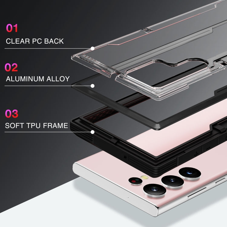 For Samsung Galaxy S22 Ultra 5G iPAKY Thunder Series Aluminum Frame + TPU Bumper + Clear PC Shockproof Phone Case(Black) - Galaxy S22 Ultra 5G Cases by iPAKY | Online Shopping UK | buy2fix