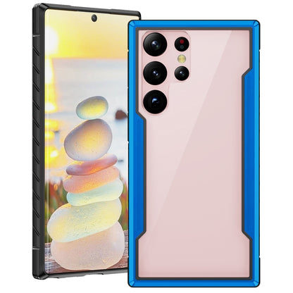 For Samsung Galaxy S22 Ultra 5G iPAKY Thunder Series Aluminum Frame + TPU Bumper + Clear PC Shockproof Phone Case(Blue) - Galaxy S22 Ultra 5G Cases by iPAKY | Online Shopping UK | buy2fix