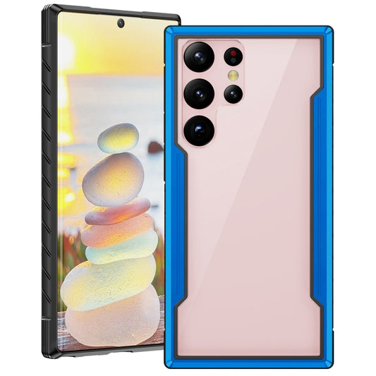 For Samsung Galaxy S22 Ultra 5G iPAKY Thunder Series Aluminum Frame + TPU Bumper + Clear PC Shockproof Phone Case(Blue) - Galaxy S22 Ultra 5G Cases by iPAKY | Online Shopping UK | buy2fix