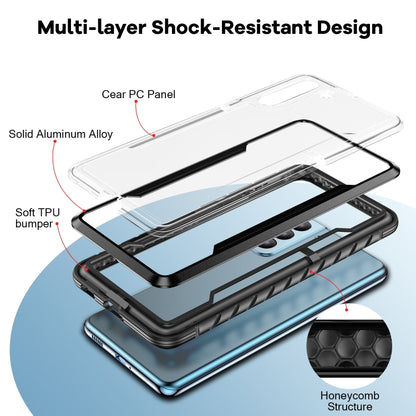 For Samsung Galaxy S22 5G iPAKY Thunder Series Aluminum Frame + TPU Bumper + Clear PC Shockproof Phone Case(Black + Red) - Galaxy S22 5G Cases by iPAKY | Online Shopping UK | buy2fix
