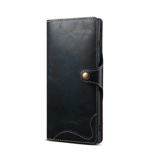 For Samsung Galaxy S23 Ultra 5G Denior Oil Wax Cowhide Magnetic Button Leather Phone Case(Dark Blue) - Galaxy S23 Ultra 5G Cases by Denior | Online Shopping UK | buy2fix