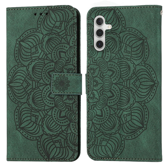 For Samsung Galaxy A34 Mandala Embossed Flip Leather Phone Case(Green)