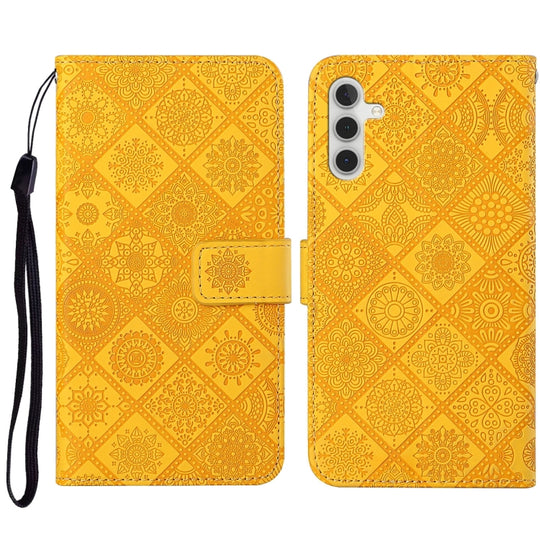 For Samsung Galaxy A54 Ethnic Style Embossed Pattern Leather Phone Case(Yellow)