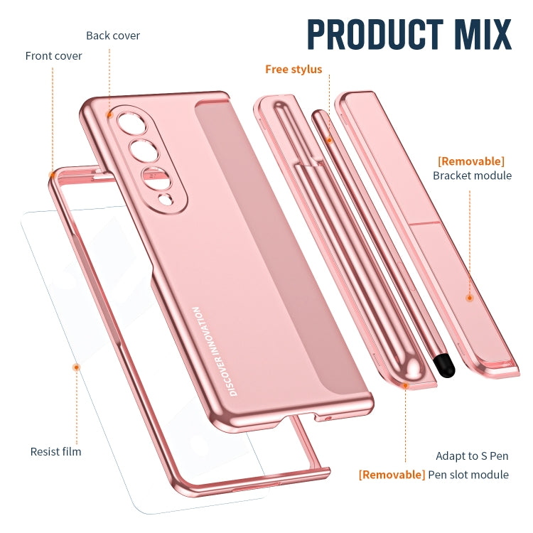 For Samsung Galaxy Z Fold4 2 in 1 Detachable PC Folding Phone Case with Holder & Pen Slot(Pink) - Galaxy Z Fold4 5G Cases by buy2fix | Online Shopping UK | buy2fix