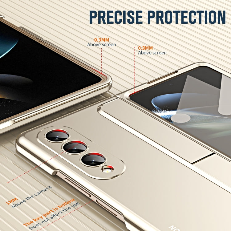 For Samsung Galaxy Z Fold4 2 in 1 Detachable PC Folding Phone Case with Holder & Pen Slot(Gold) - Galaxy Z Fold4 5G Cases by buy2fix | Online Shopping UK | buy2fix