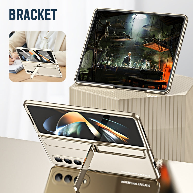 For Samsung Galaxy Z Fold4 2 in 1 Detachable PC Folding Phone Case with Holder & Pen Slot(Gold) - Galaxy Z Fold4 5G Cases by buy2fix | Online Shopping UK | buy2fix