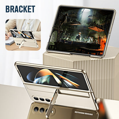 For Samsung Galaxy Z Fold4 2 in 1 Detachable PC Folding Phone Case with Holder & Pen Slot(Gold) - Galaxy Z Fold4 5G Cases by buy2fix | Online Shopping UK | buy2fix