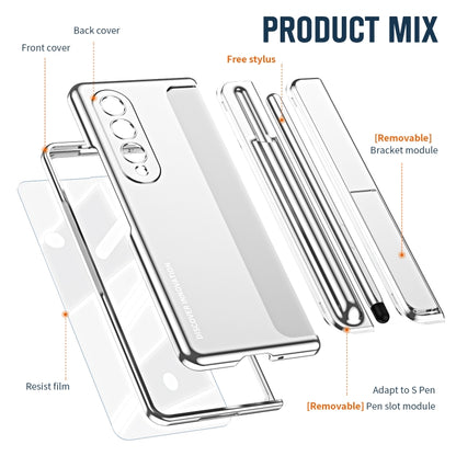 For Samsung Galaxy Z Fold4 2 in 1 Detachable PC Folding Phone Case with Holder & Pen Slot(Silver) - Galaxy Z Fold4 5G Cases by buy2fix | Online Shopping UK | buy2fix