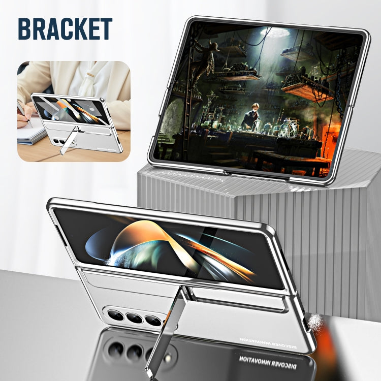 For Samsung Galaxy Z Fold4 2 in 1 Detachable PC Folding Phone Case with Holder & Pen Slot(Silver) - Galaxy Z Fold4 5G Cases by buy2fix | Online Shopping UK | buy2fix