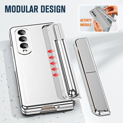 For Samsung Galaxy Z Fold4 2 in 1 Detachable PC Folding Phone Case with Holder & Pen Slot(Silver) - Galaxy Z Fold4 5G Cases by buy2fix | Online Shopping UK | buy2fix