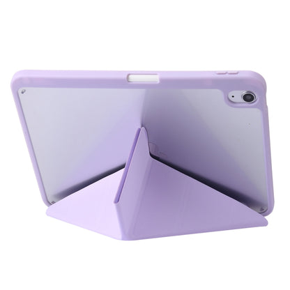For iPad 2025 / 2022 Deformation Transparent Acrylic Leather Tablet Case(Purple) - iPad 2025 / 2022 Cases by buy2fix | Online Shopping UK | buy2fix